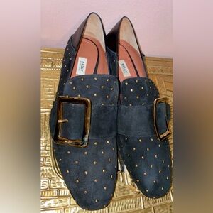 Bally Suede Studded Accents Loafers